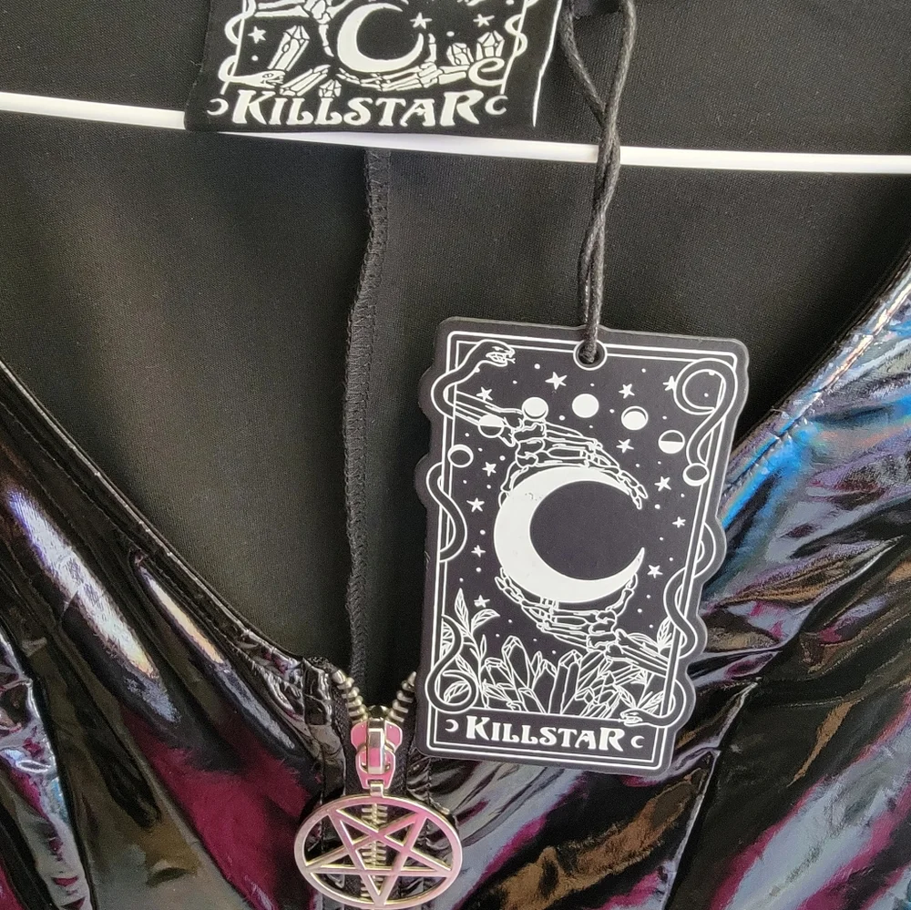 Killstar Black Vinyl Long-Sleeve Midi Dress - Picture 4 of 7